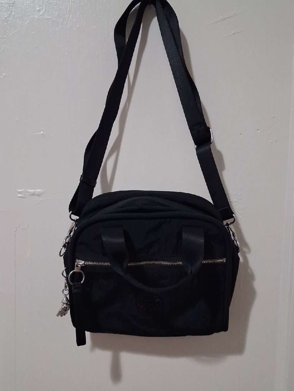 Kipling Black Nylon Messenger Crossbody Bag